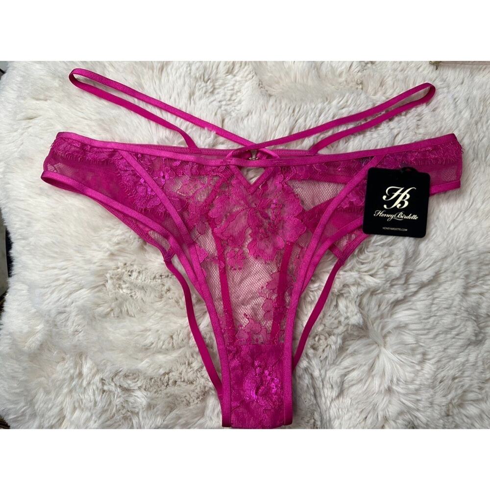 Honey Birdette VANESSA🩷 Pink Lace Cheeky Backless Brief Medium